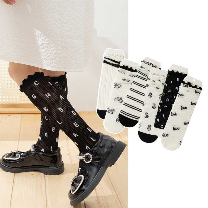 Girls Boys Toddlers Flower Girls Socks Baby Socks Kids Soft Cotton Stripped Children Stocking School Clothes