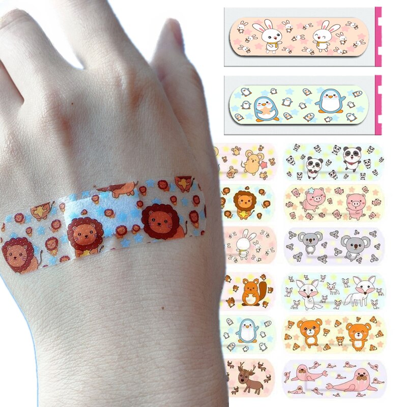 100pcs/120pcs Cartoon Band Aid Kawaii Animal Prints Wound Plaster for Medical First Aid Strips Breathable Patch Adhesive Bandage