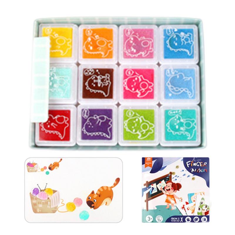 Finger Paint Paper Pad Paint Paper Set Kids Finger Painting Pad Attractive Decorative Paint Supplies With 12 Colors Ink Pad For