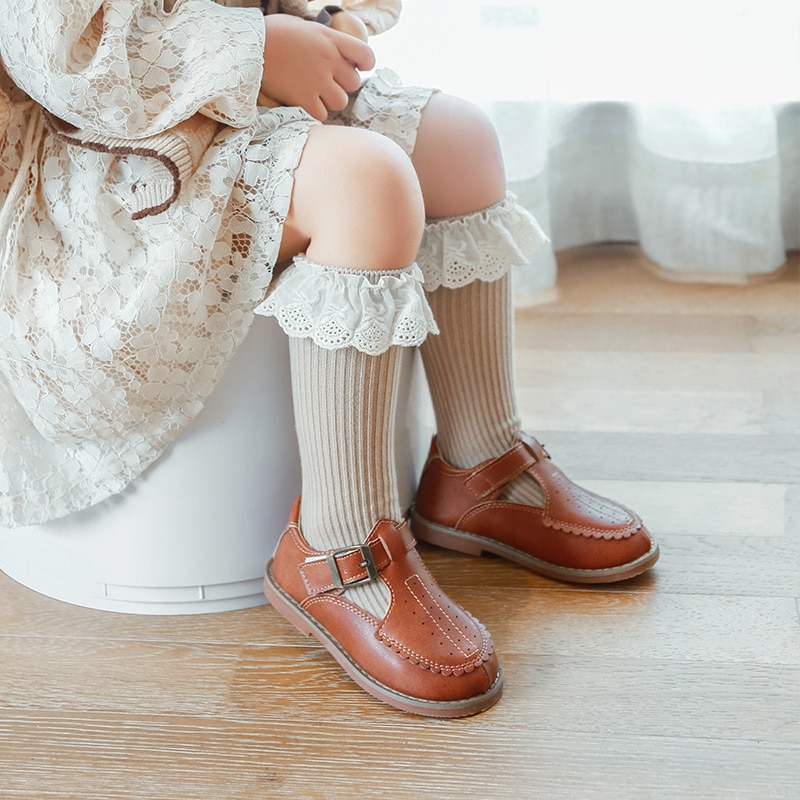 Baby Girls Knee High Socks Long Kids Soft Lace Stuff Princess Children Sock Ruffle 0-8 Years Leg Warmers Cute Girl Sock