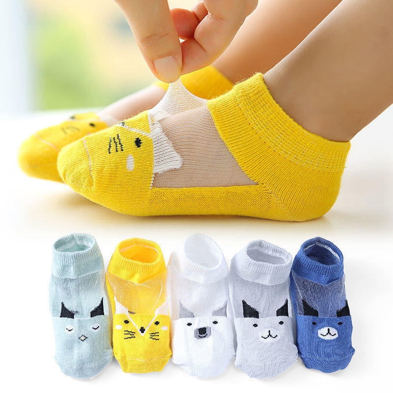 5Pairs/lot Summer Spring New Baby Socks Mesh Colorful Children Socks Dinosaur Cute Cool Thin Kids Socks Cotton Animal Socks