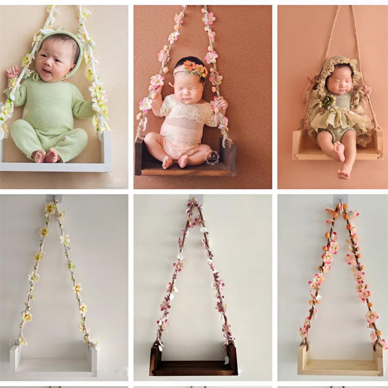 Newborn Photography Swing 100 Days Studio Theme Flower Rope Swing One Month Photo Props Posing Accessories Infant Accessories