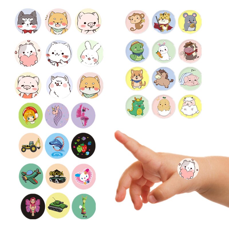120pcs/set Cartoon Round Band Aid Vaccination Patch for Children Kids Medical Strips Wound Plasters Waterproof Adhesive Bandages
