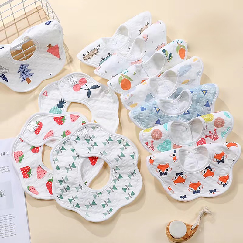 Cotton Baby Bibs New Petal Absorbent Saliva Towel Newborn Burp Cloths Bandana Scarf for Boys Girls Feeding Drool Bib