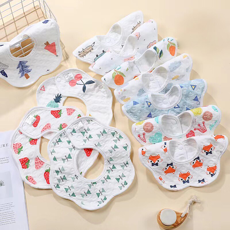 Cotton Baby Bibs New Petal Absorbent Saliva Towel Newborn Burp Cloths Bandana Scarf for Boys Girls Feeding Drool Bib