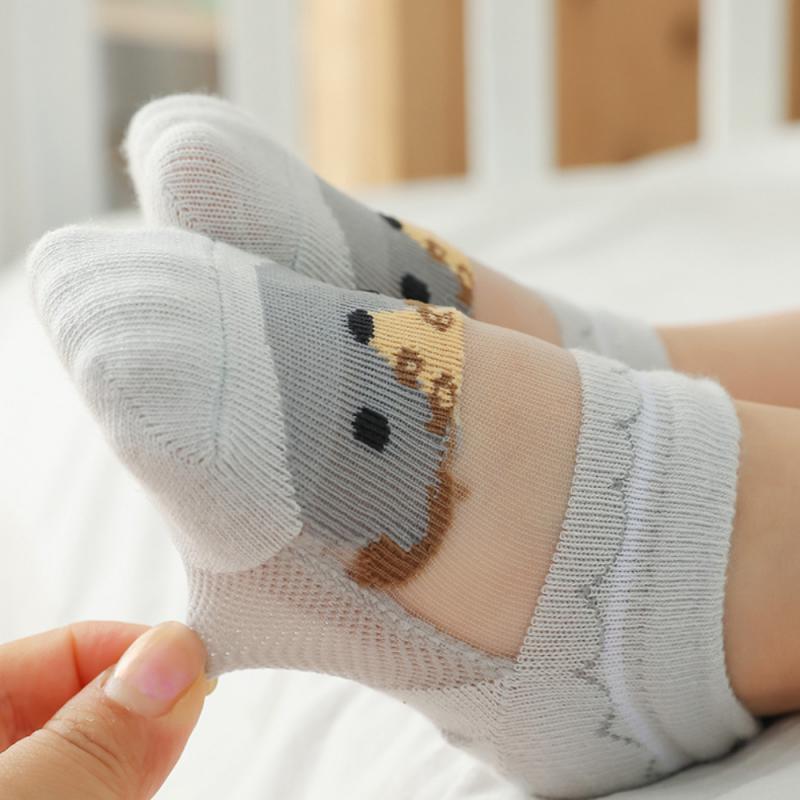 Cute Cartoon Children's Socks Summer Crystal Silk Tide Socks Stockings For Boys And Girls Mesh Low Cut Cotton Socks Wholesa