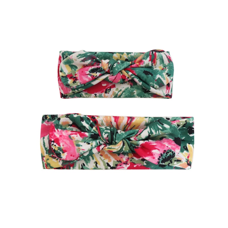 2Pcs Parent-Child Headwear Mother & Baby Children Turban Hair Band Accessories Baby Girls Twist Knot Headbands Family Leopar