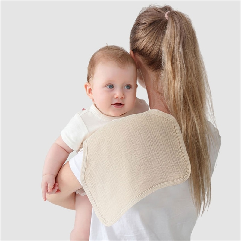 Baby Burp Cloth Flat Pillow Towel Breathable Sweat Wipe Towel Drooling Bib Solid Color High Absorb Cotton Teething Towel