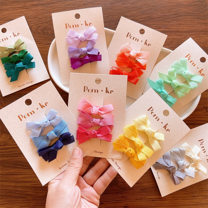 New Kids Accessories Solid Color Bow Hair Clip Baby Soft Multicolor Hair Baby Head Jewelry Kids Headwear 2023