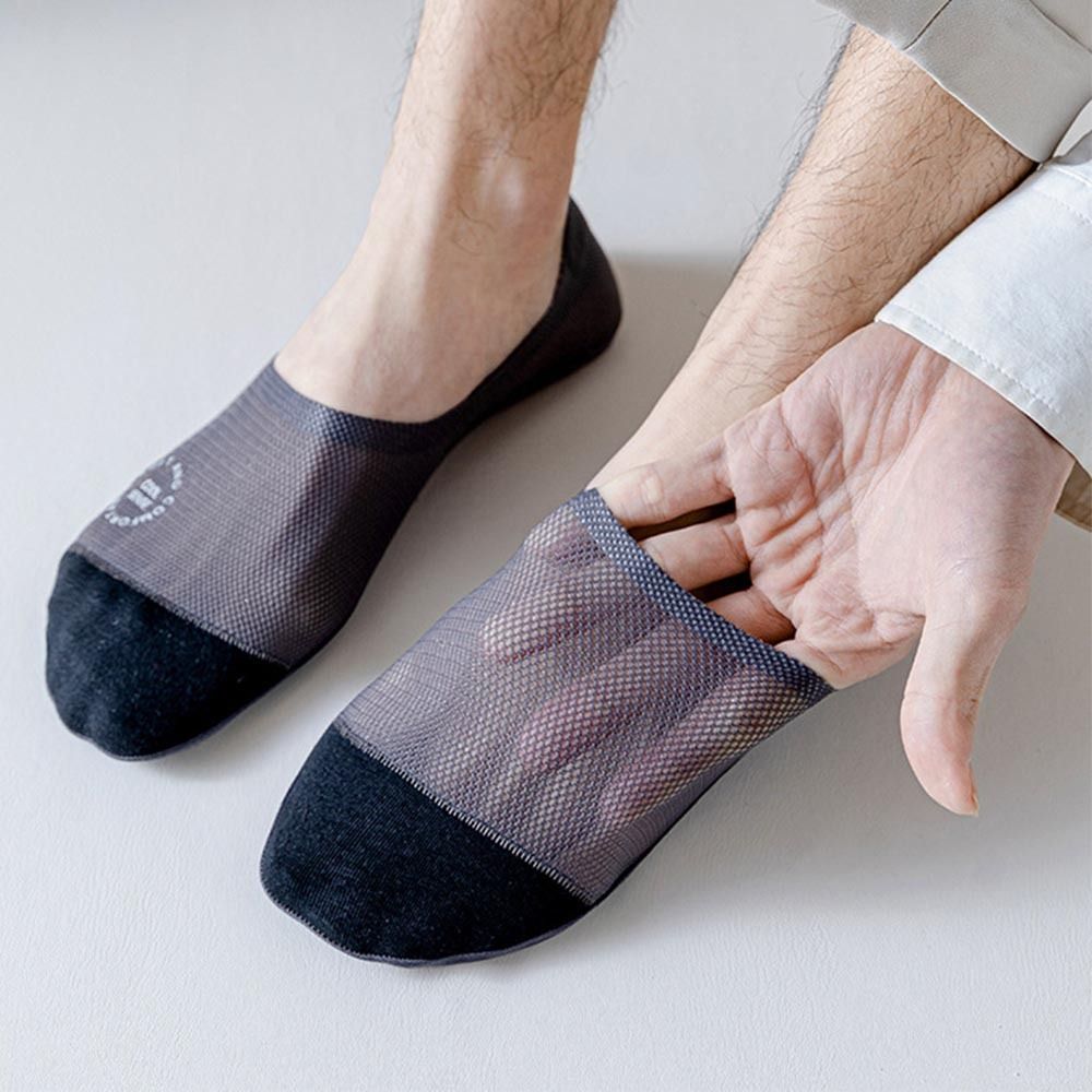 Silicone Non slip Low Cut Socks Men Male Invisible No Show Socks Hollow Out Mesh Thin Breathable Ice Silk Sock Slippers
