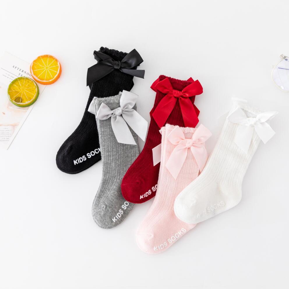 Girls Stockings Big Bow Baby Knee High Socks Kids Mesh Ballet Toddlers Lace Children Clothing Infant Anti-Slip