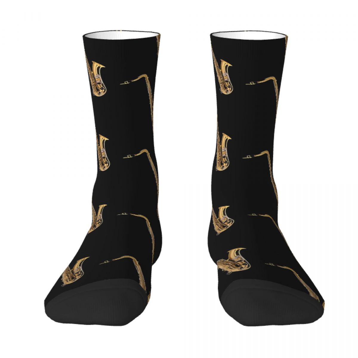 Saxophonist Saxophone Pattern Black Sock Socks Men Women Polyester Stockings Customizable Sweetshirt