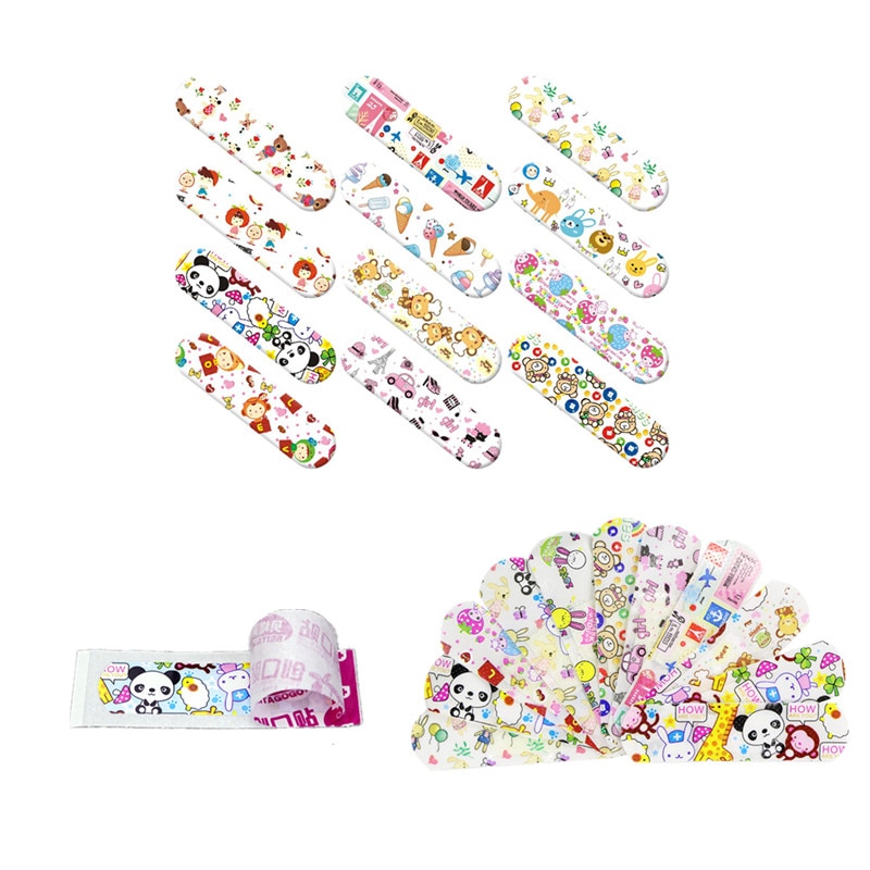 100pcs/set Cartoon Band Aid Wound Plaster for Children Kids Kawaii Breathable Adhesive Bandages First Aid Woundplast Patch Tape