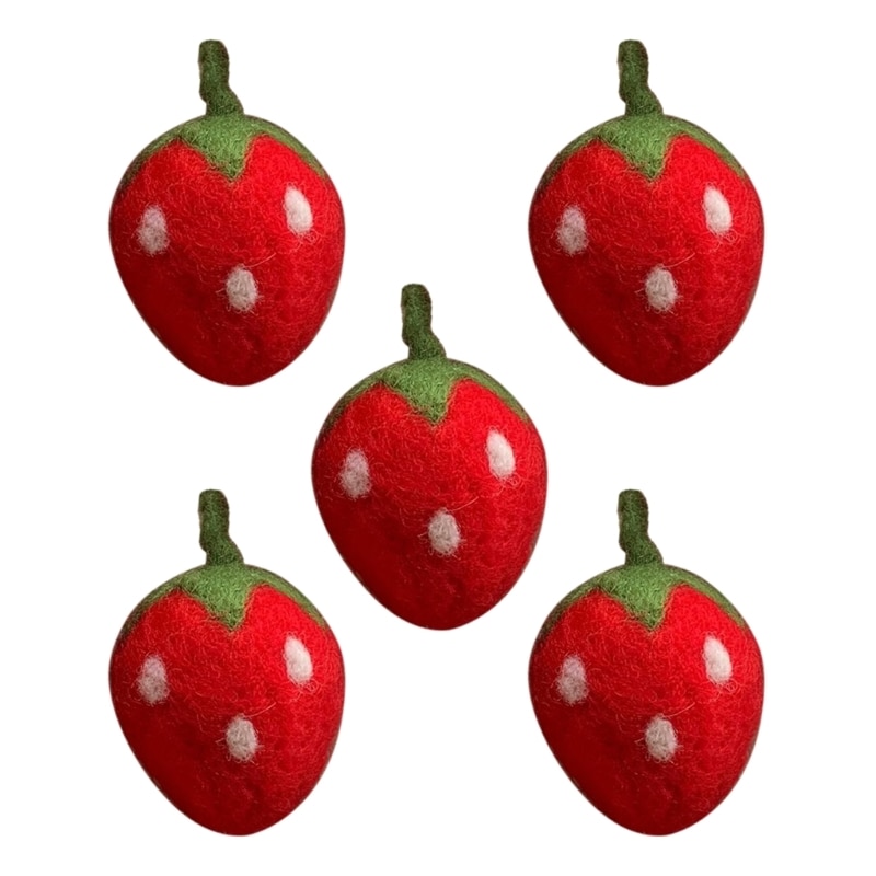 5pcs/lot Wool Felt Strawberries Craft DIY Photography Props for Baby Clothes