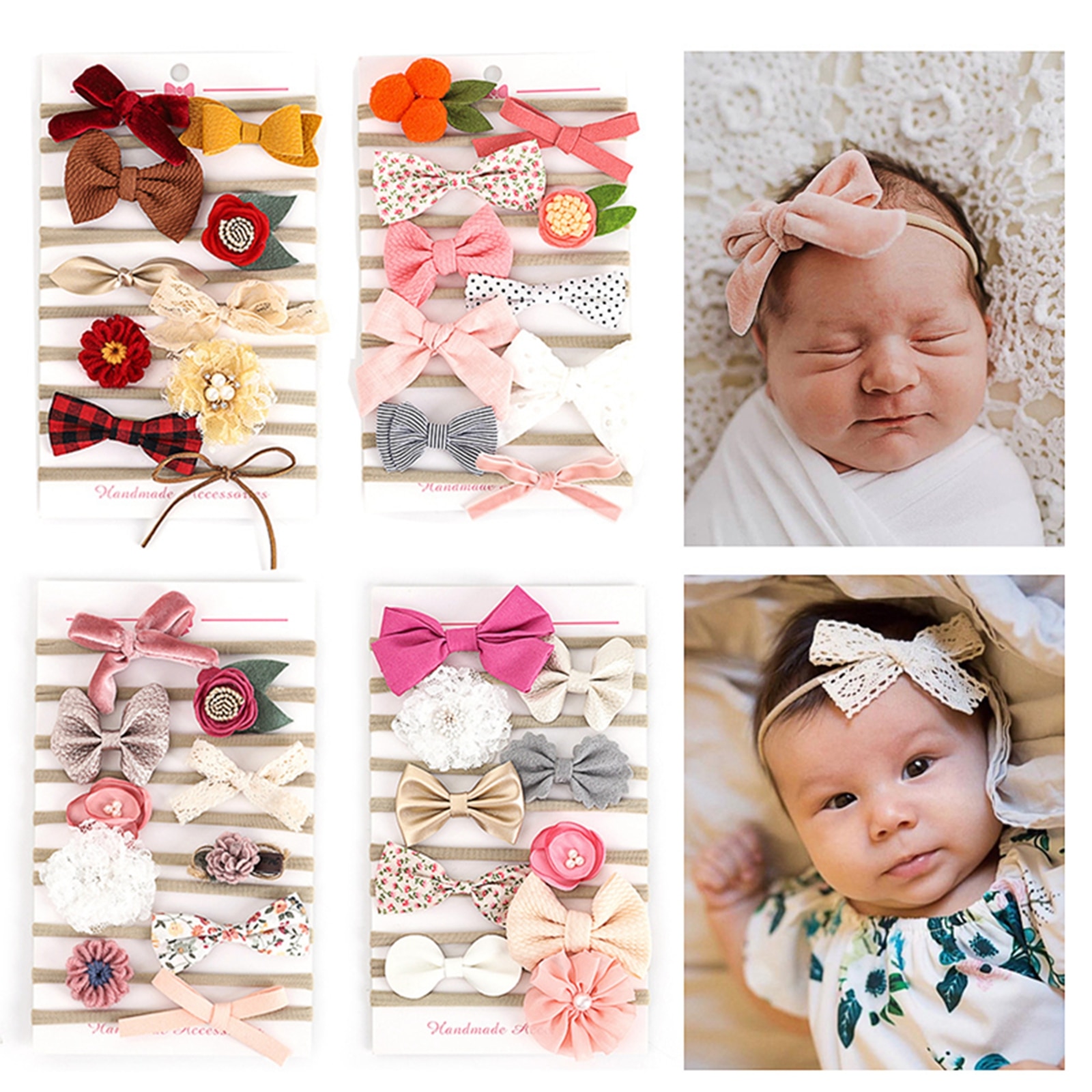 Mildsown Baby Girl Headbands and Hair Bowknot Stretchy Nylon Hairbands for Newborn Infant Toddlers Accessories