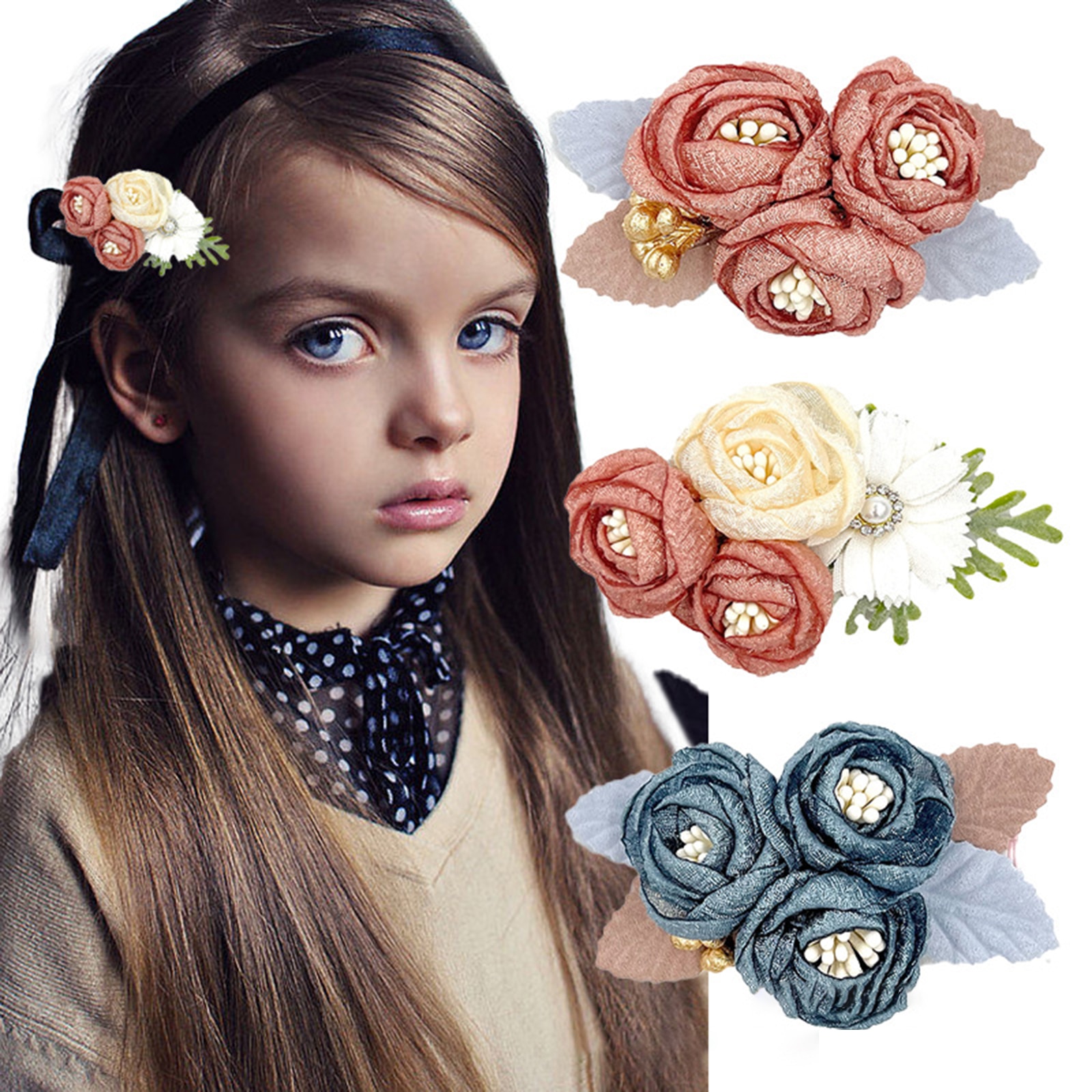 Kids Baby Girls Cute Hair Clip Sweet Flower Princess Bang Clip Styling Tool Hair Accessories Gift Child Fashion Headwear Hairpin