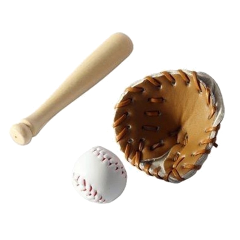 D7WF Mini Softball Baseball with Stick & Glove for Studio Accessory Boys Girls Props