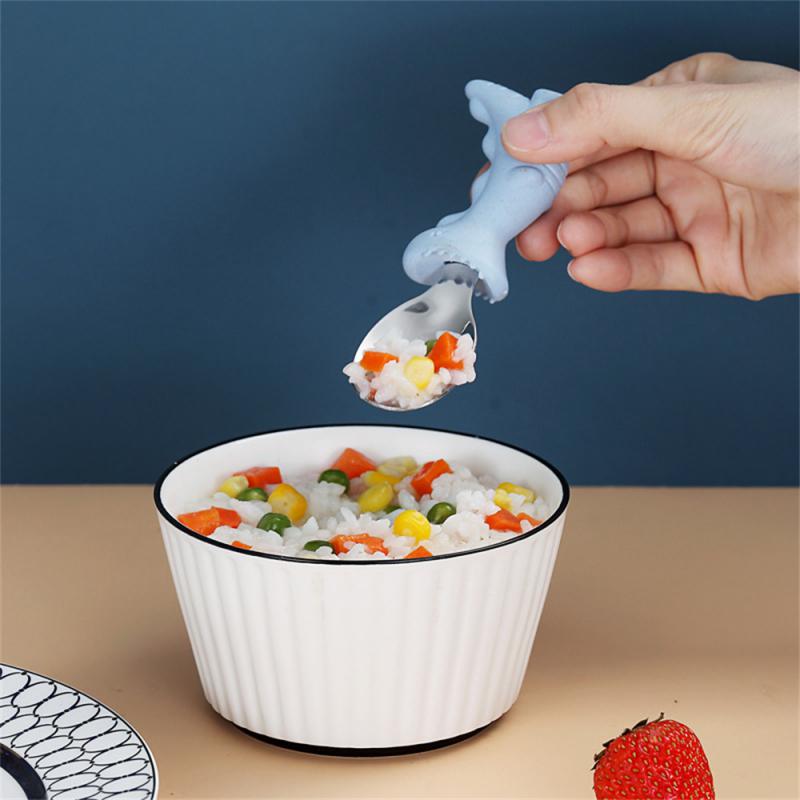 Baby Fork Spoons Learn To Eat Childrens Tableware Cartoon Tableware Set 304 Stainless Steel Training Spoon Licking Fork Spoon
