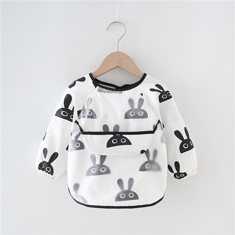 Baby Kids Toddler Long Sleeve Scarf Waterproof Feeding Bib Apron Pocket Infant Boys Girls Burp Cloth Banana Bibs