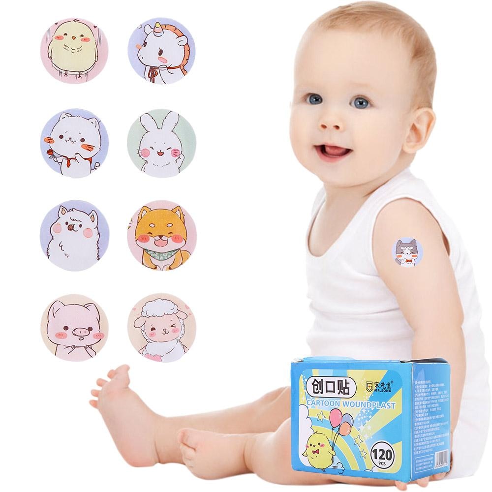 120pcs/set Kids Bandages Cartoon Round Band Aid for Children Vaccine Injection Hole Patch Wound Plaster Kawaii Adhesive Bandages