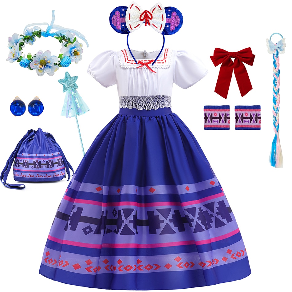 Encanto Charm Girl Lusia Cosplay Dress Children Cartoon Movie Role Playing Costume Kids Carnival Halloween Fantasy Outfits