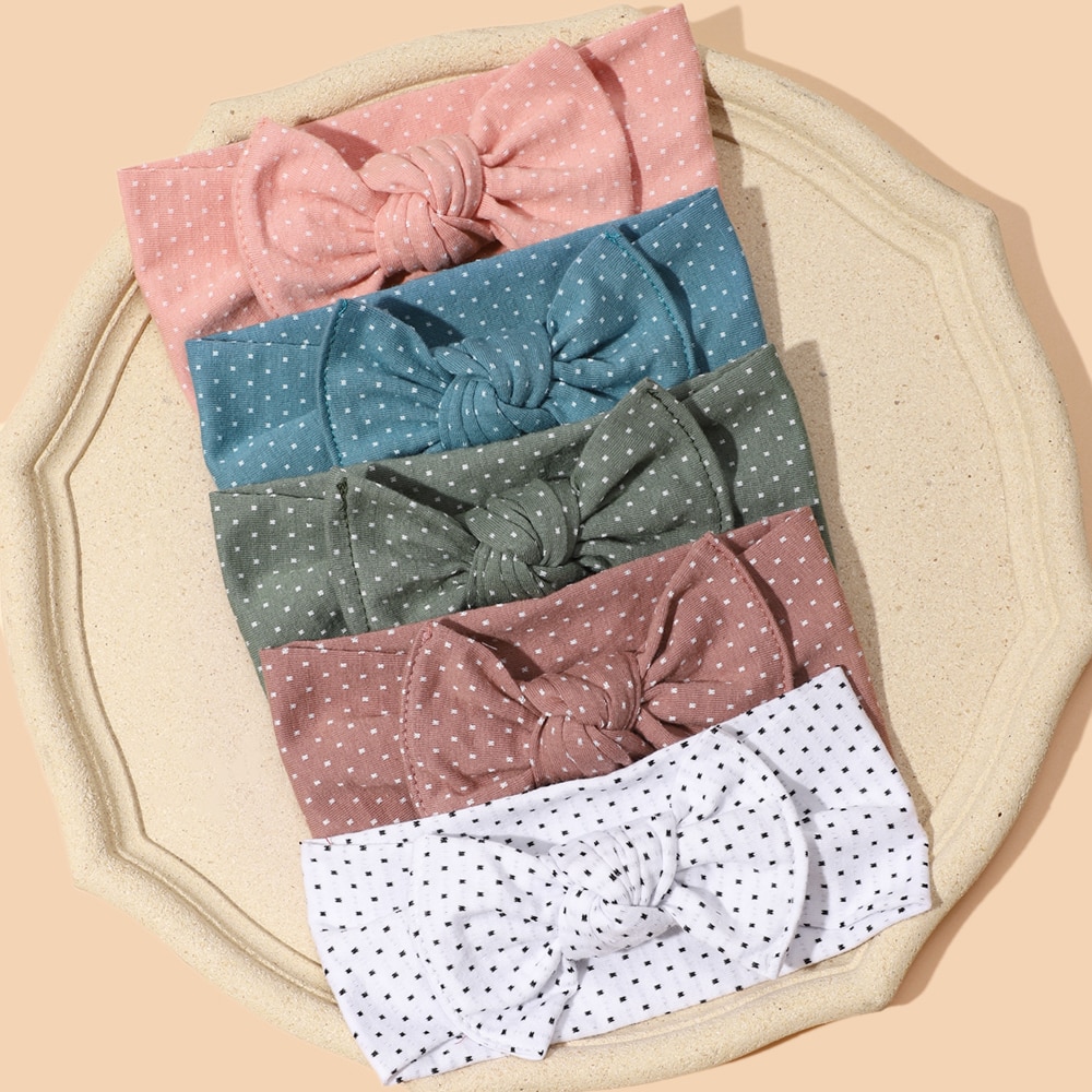 Baby Headband For Girls Nylon Soft Elastic Headwear Spot Bow Headdress Princess Cute Hair Band Newborn Baby Hair Accessories