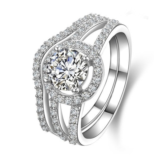 Clearance TRS009 2 carat NSCD simulated gem Engagement rings for women,ring stets