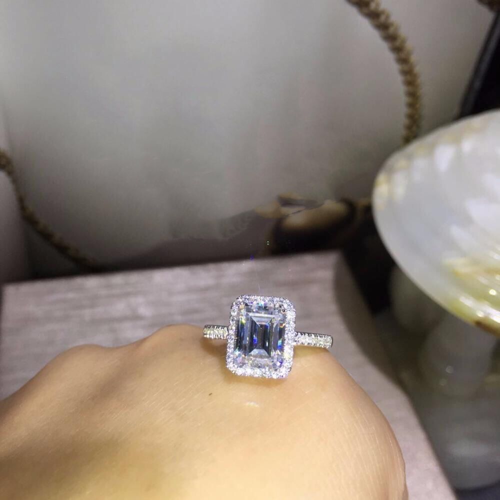 Clearance TR012 925 sterling silver 3 Carat nscd Simulated Gem Engagement Wedding Ring