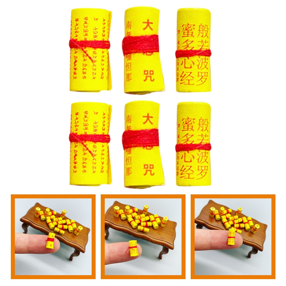 6Pcs Mini Scripture Scroll Models Table Top Decor Scripture Scroll Models Tiny Scripture Scroll Ornaments