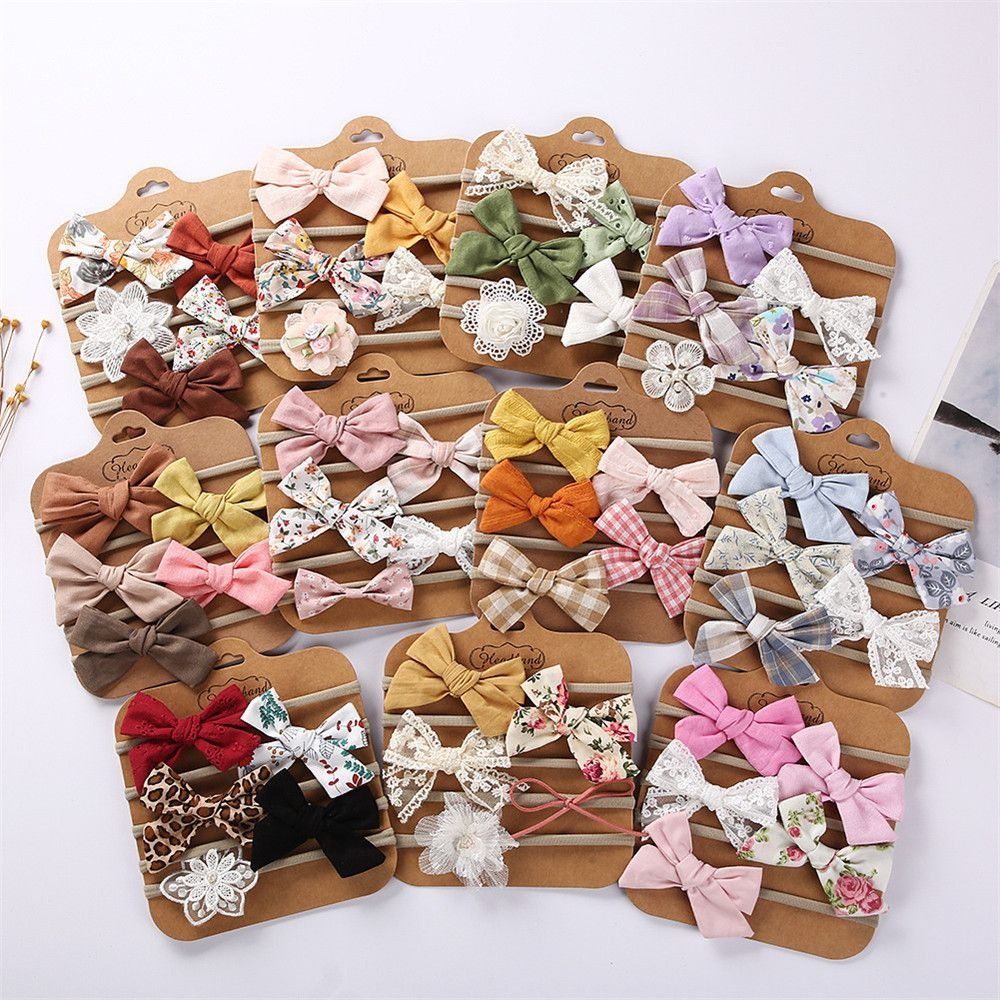 5PCS Bows Hair Accessories Soft Toddler Baby Headband Elastic Hair Bands Girls Headbands Hairband