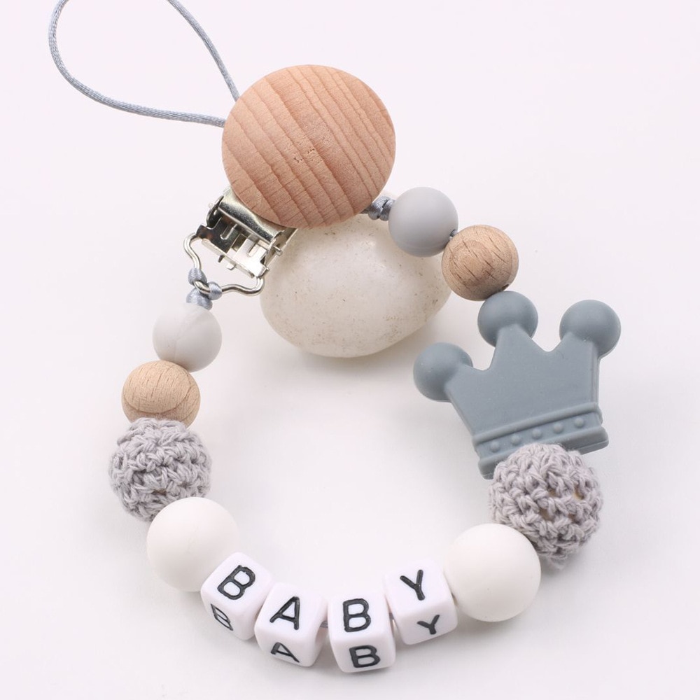 Baby pacifier clip beech silicone material baby bites and plays teether pacifier chain baby toys girl boy pacifier clips