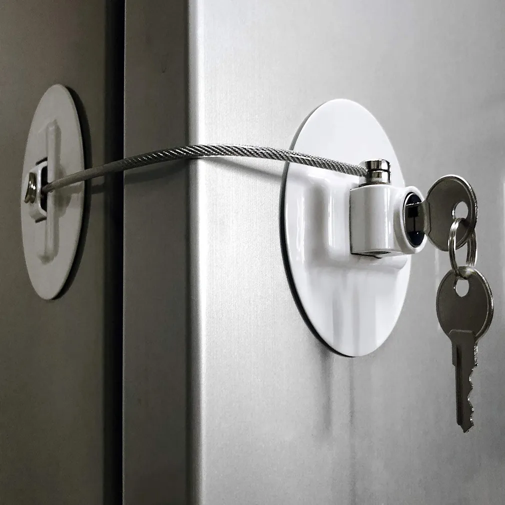 Children's Window Refrigerator Safety Limit Lock with Stainless Steel Key Cylinder Baby Black Safety Lock for Window Cabine