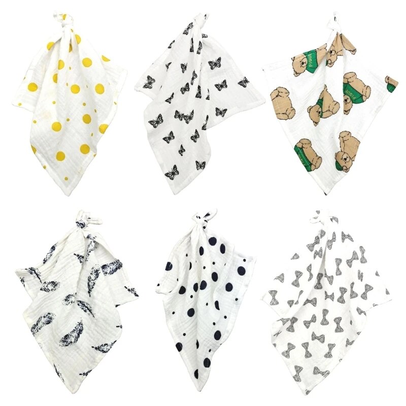 Infant Bib Print Burp Cloth for Baby Square Face Towel Wash Cloth Toddler Handkerchief Dual-use Bib for Drooling Eating