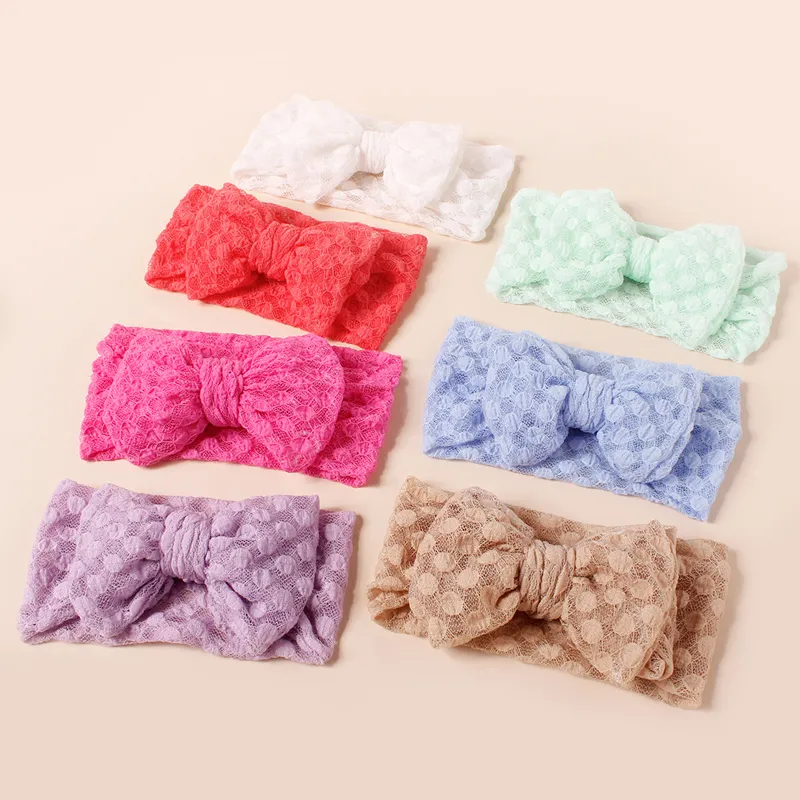 Polka Dot Baby Headband Girl Hair Bands Bowknot Children Turban Mesh Head Wraps Stretchy Bandages Newborns Soft Summer Headdress