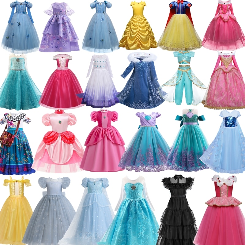 Children Fancy Cosplay Costumes Elsa Dress for Girls Kids Carnival Party Disfraz Princess Halloween Birthday Dress Up Robe Dress