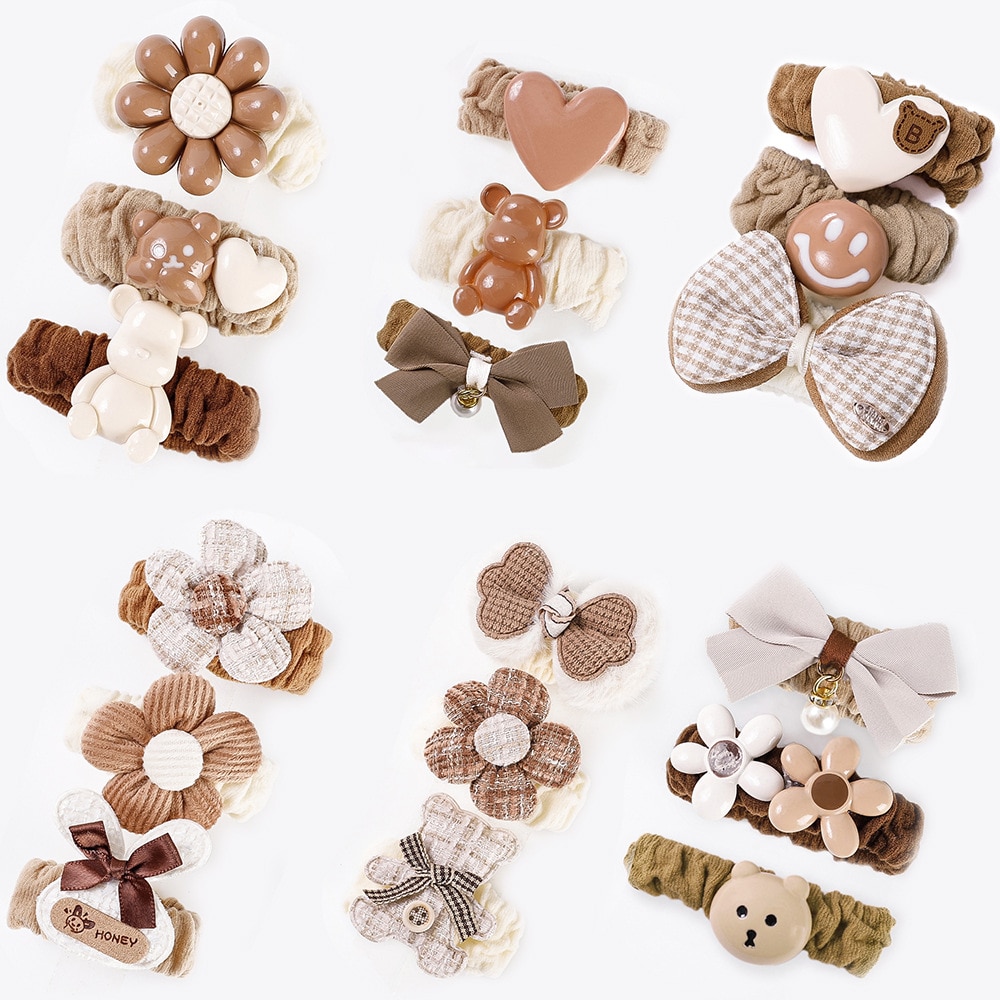 3PC Autumn Winter Children's Hair Accessories Baby Elastic Multi Shape Hair Hoops Baby Fine Hair Band Combination Set