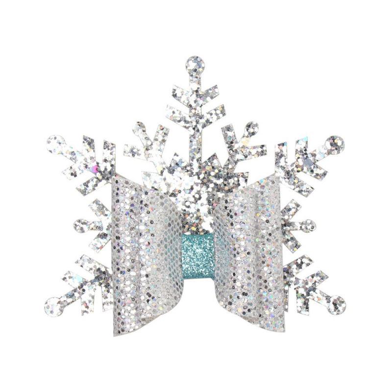 Handmade Glitter Sparkly Snowflake Bow Baby/girls Hair Clip Or Headband Hair Accessories Barrettes Party Gifts Decoration