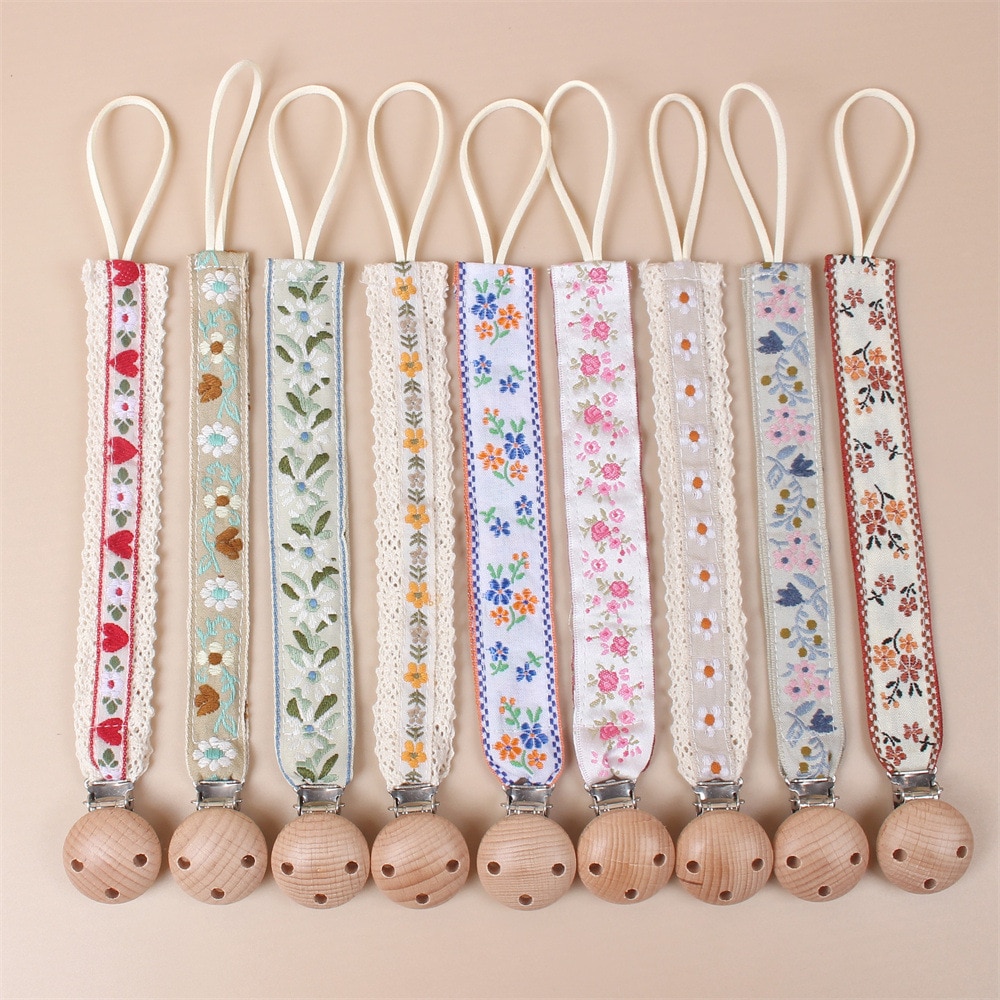 Baby Pacifier Clip Pacifier Anti-lost Chain Dummy Clip Nipple Holder Baby Flower Print Child Pacifier Clips Lanyard Teething Toy
