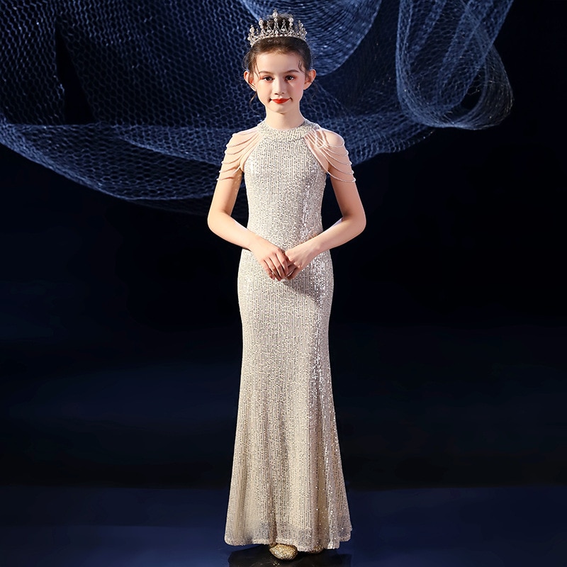 Child's Luxury Evening Dresses 2023 For Party Elegant Girls Party Floor Length Sequin Prom Birthday Wedding Bridesmaids