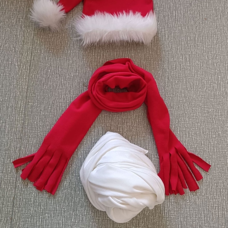 Newborn Photography Props Wraps Christmas Themed Hat Scarf for Girls Christmas Outfits Shawl Baby Photo Accessories A2UB