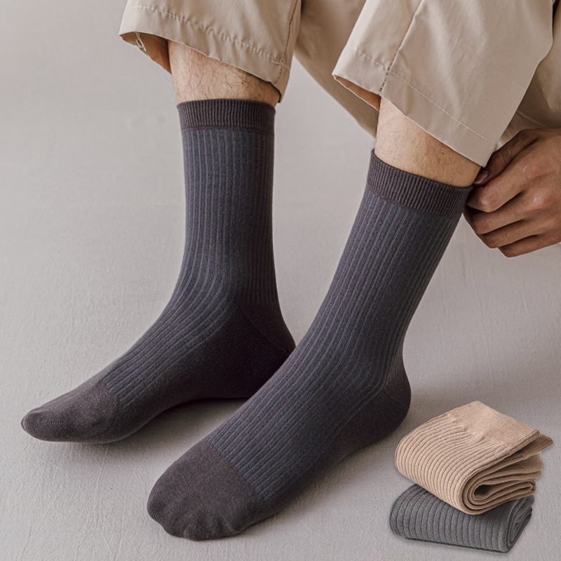 Men's Medium Tube Socks Cotton Breathable Sports Casual Simple Sock Casual Sweat-absorbing Business Long Socks Solid Ankle 