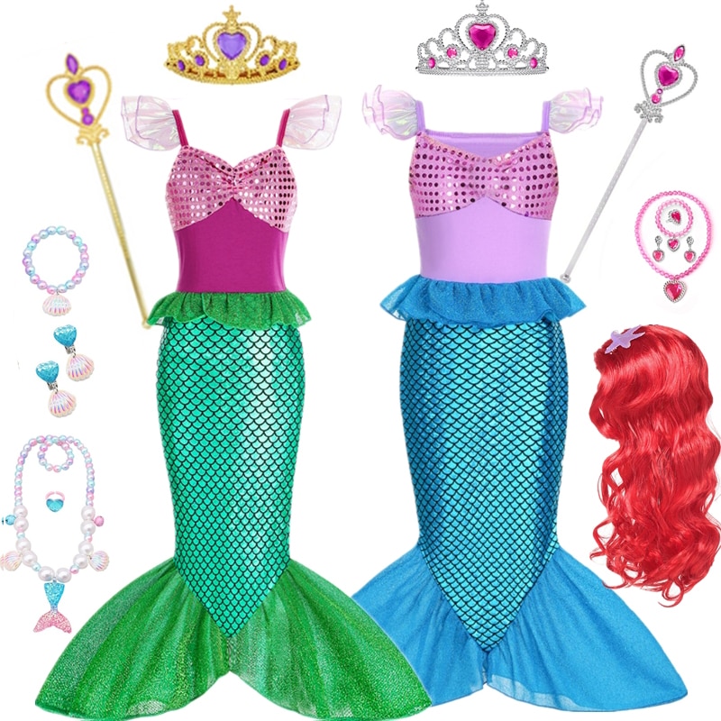 Princess Dress for Girls Little Mermaid Costumes Kids Birthday Dress Up Children Halloween Carnival Cosplay Mermaid Costumes
