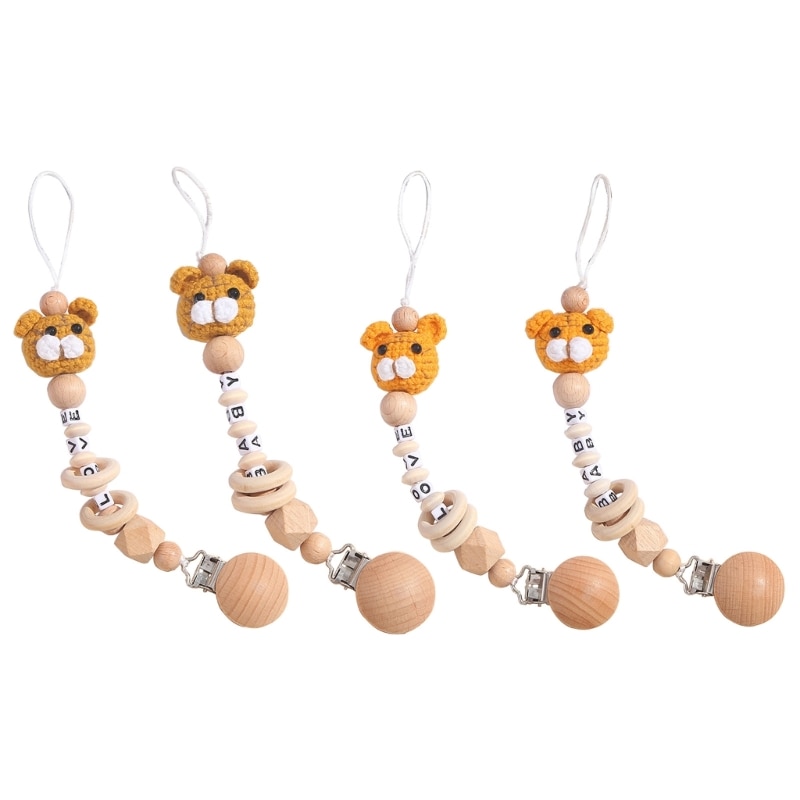 Pacifier Chain Wood Pacifier Holder Cartoon Pattern Pacifier Clip Personalised
