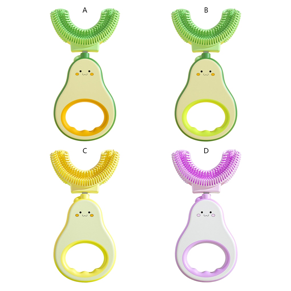 U-Shaped Silicone Toothbrushes Detachable Teeth Cleaning Brushes with Handle Mouth Care Supply Bathroom Traveling Yellow