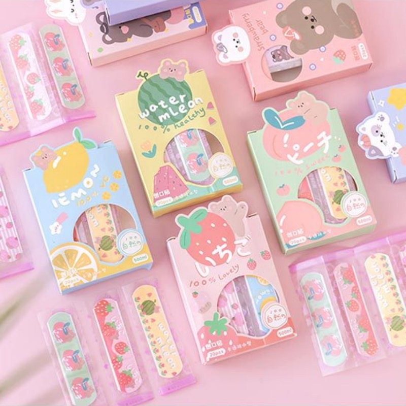 20pcs/box Cartoon Animal Fruit Prints Band Aid Kawaii Patch for Children Kids Medical Dressing Wound Plaster First Aid Adhesives