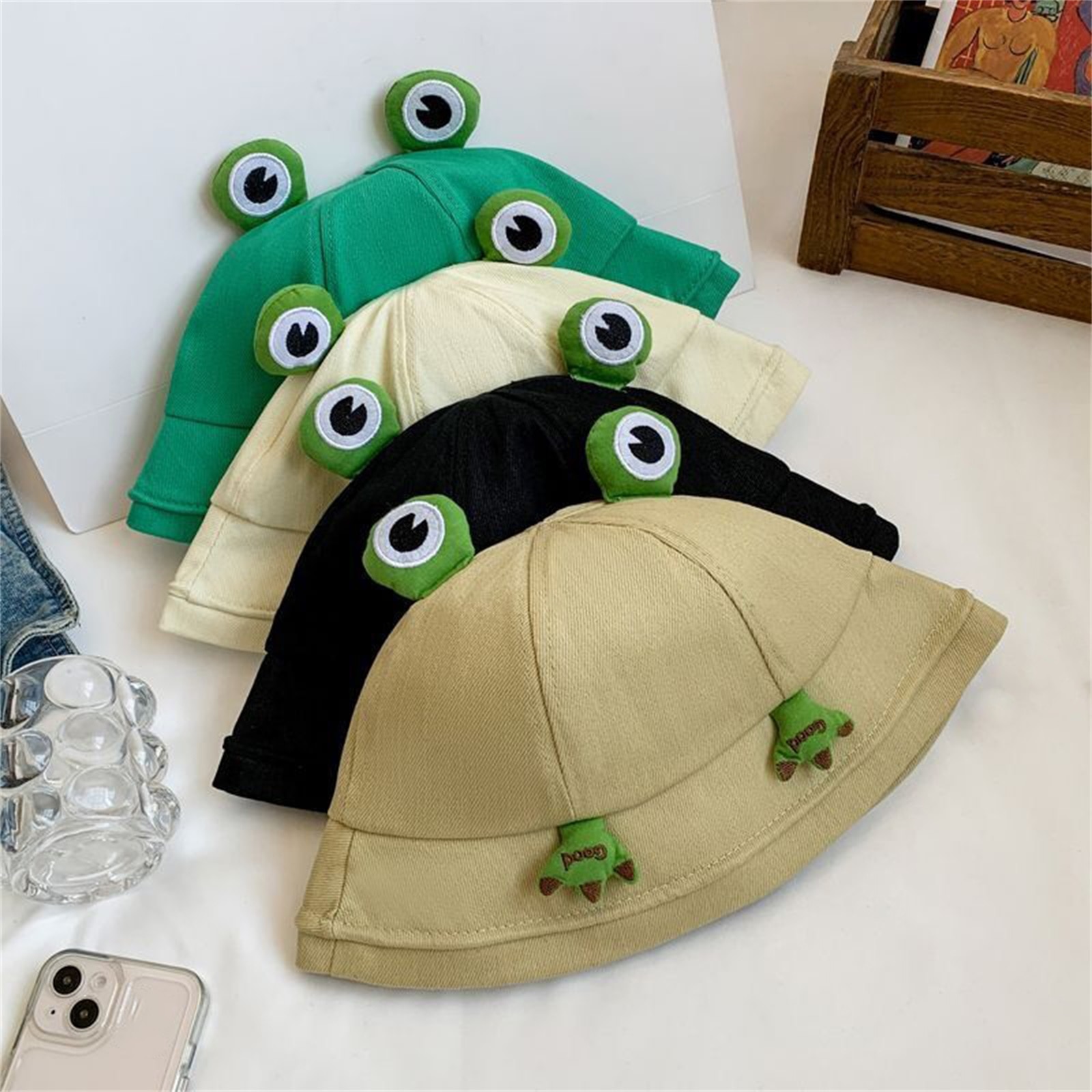 Adult Baby Cute Fisherman Hat Wide Brim Cartoon Frog Basin Sun Hats Spring Summer Sunscreen Bucket Cap Outdoor Accessories