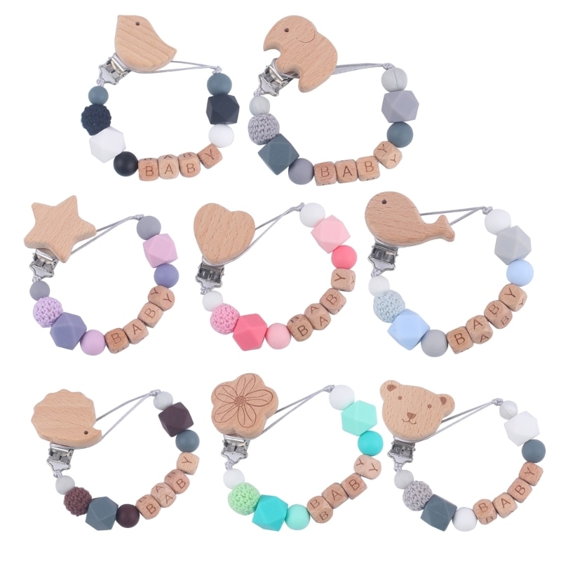 Pacifier Clip Teething Bead Anti-Lost Chain Nipple Clip Toddlers Teething Gift