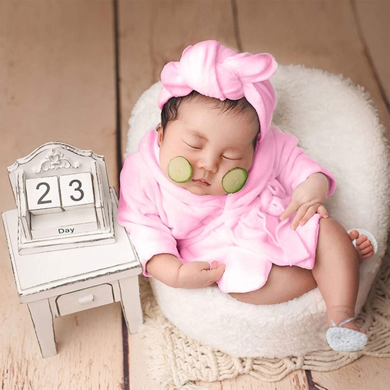 Baby Photography Props Baby Posing Costume Bathrobes Bath Towel Cucumber Set for Creative Photo Outfit for 0-3 Moths New A2UB