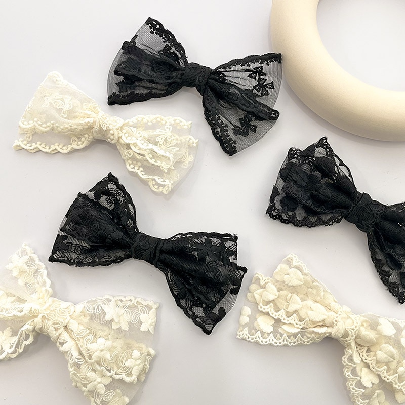 Duckbill Lace Flower Love Bowknot Hair Clips Sweet Girls Headband Kids Elastic Headwear Hair Accessories For Children Wholesale