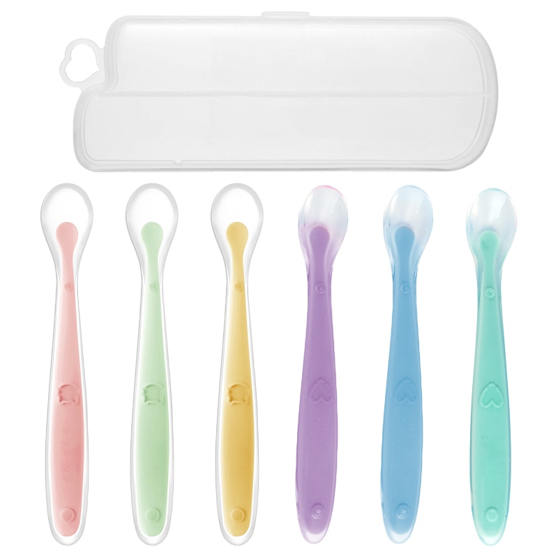 BPA Free Baby Silicone Soft Spoons First Stage Training Feeding Spoon for Kids Toddlers Children Infants Gum-Friendly Utensils